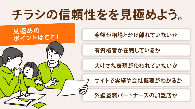 チラシが入っていた外壁塗装業者の信頼性の5つ見極め方